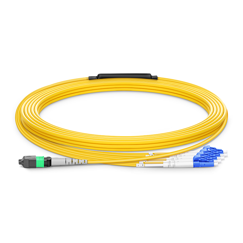 3M (10FT) MTP® FEMALE TO 4 LC UPC DUPLEX 8 FIBERS TYPE B PLENUM (OFNP) OS2 9/125 SINGLE MODE ELITE BREAKOUT CABLE, YELLOW