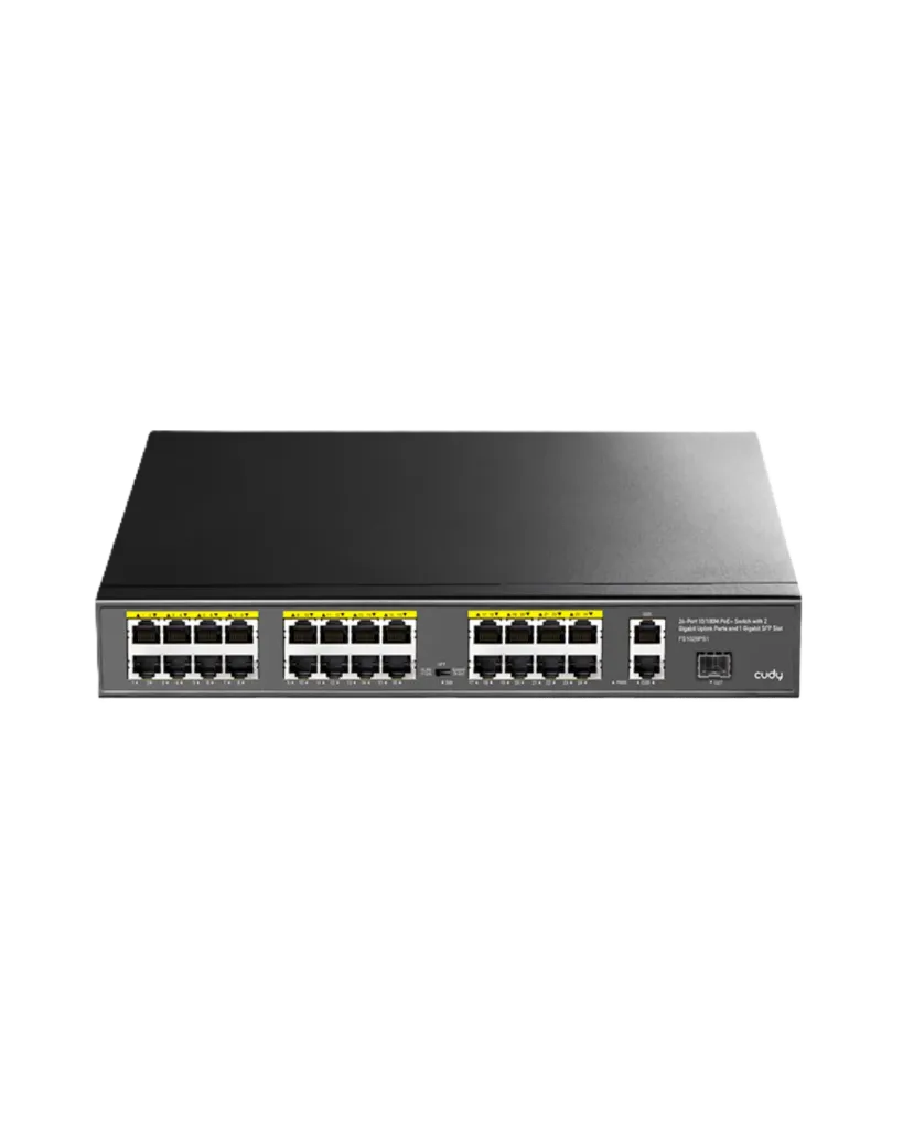 SWITCH POE+ 24 PUERTOS 10/100M 2 UPLINK GIGABIT 1 SFP FS1026PS1