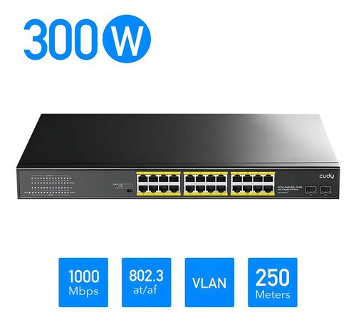 [GS1028PS2] SWITCH CUDY GS1028PS2 24 PUERTOS GIGABIT POE 2 SFP RACKEABLE