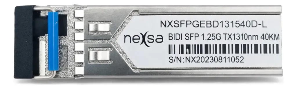 TRANSCEPTOR SFP 1000BASE-EX 1.25GBPS TX1310NM 40KM LC DUPLEX MONOMODO DOM NXSFPGEBD131540D