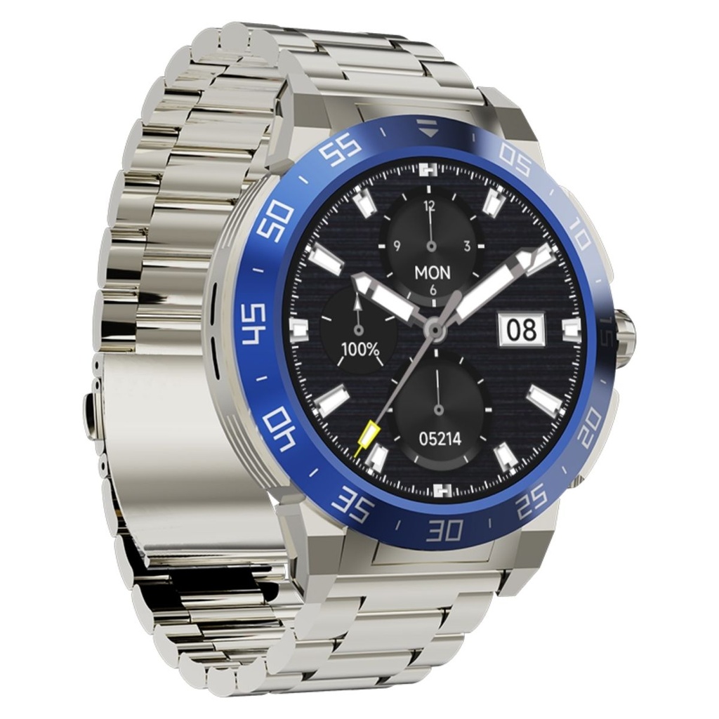 [BE-50A] SMART WATCH AZUL PULSO METALICO PLATEADO BE50A